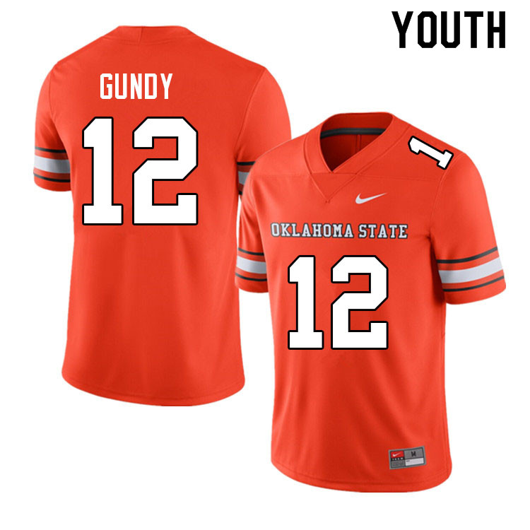Youth #12 Gunnar Gundy Oklahoma State Cowboys College Football Jerseys Sale-Alternate